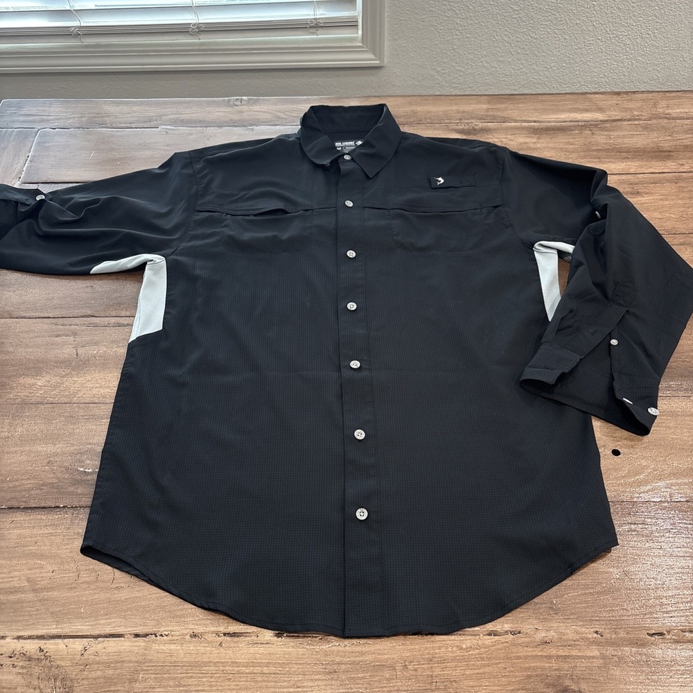 Reel Legends Shirt Adult Medium Black Mariner11 Fishing Vented Men